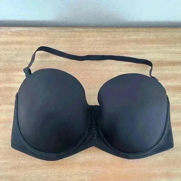 Vanity Fair Black Strapless Smooth Back 5 Way Stretch Bra Women’s Size 36DD - Picture 10 of 16